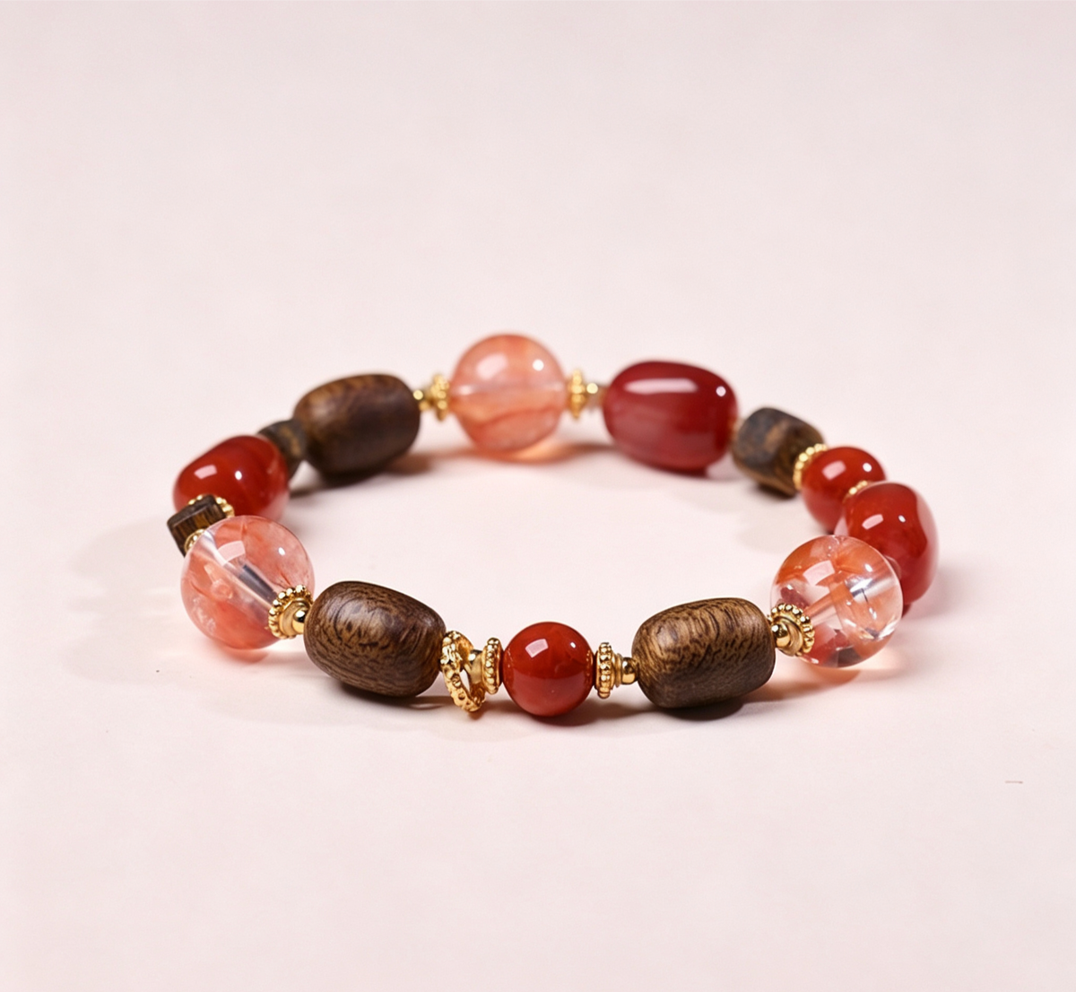 ZORZU Handmade Nanhong Agarwood Bracelet, New‑Chinese Jewelry