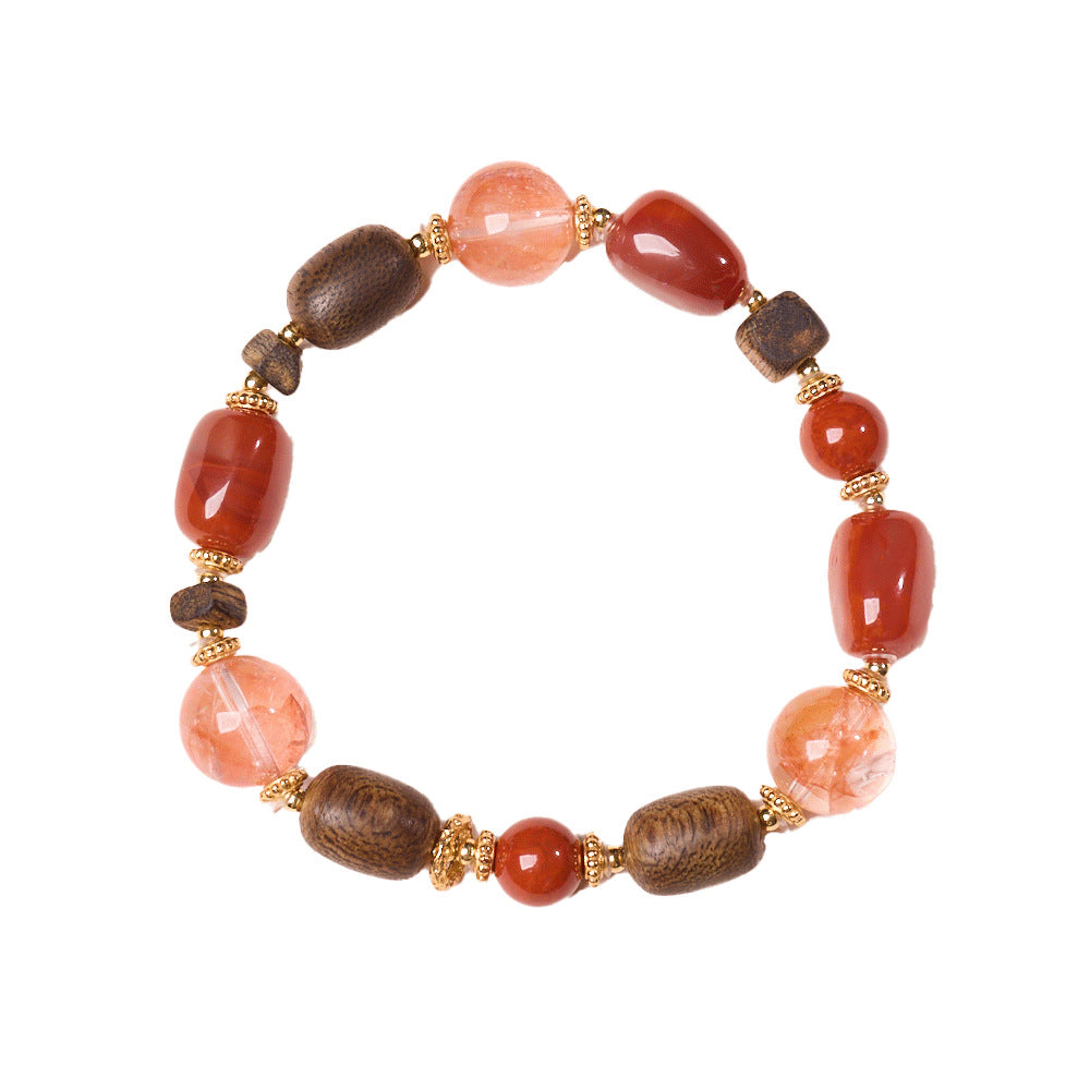 ZORZU Handmade Nanhong Agarwood Bracelet, New‑Chinese Jewelry