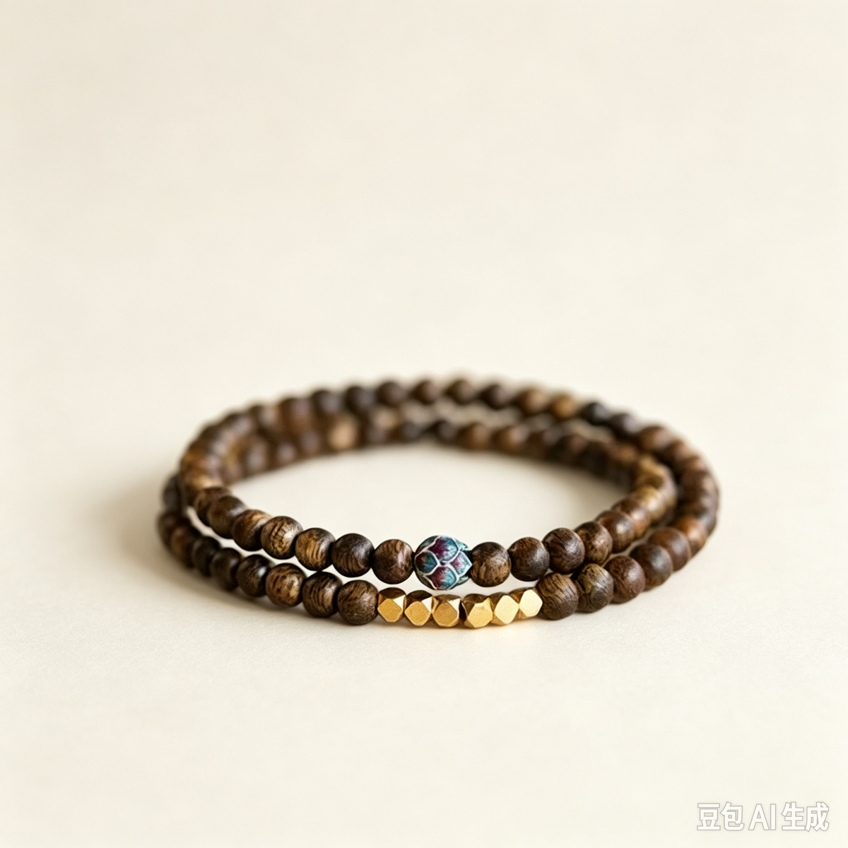 ZORZU Handmade Double Wrap Wood Bead Bracelet, Zen Daily Wear