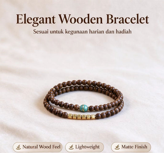 ZORZU Handmade Double Wrap Wood Bead Bracelet, Zen Daily Wear