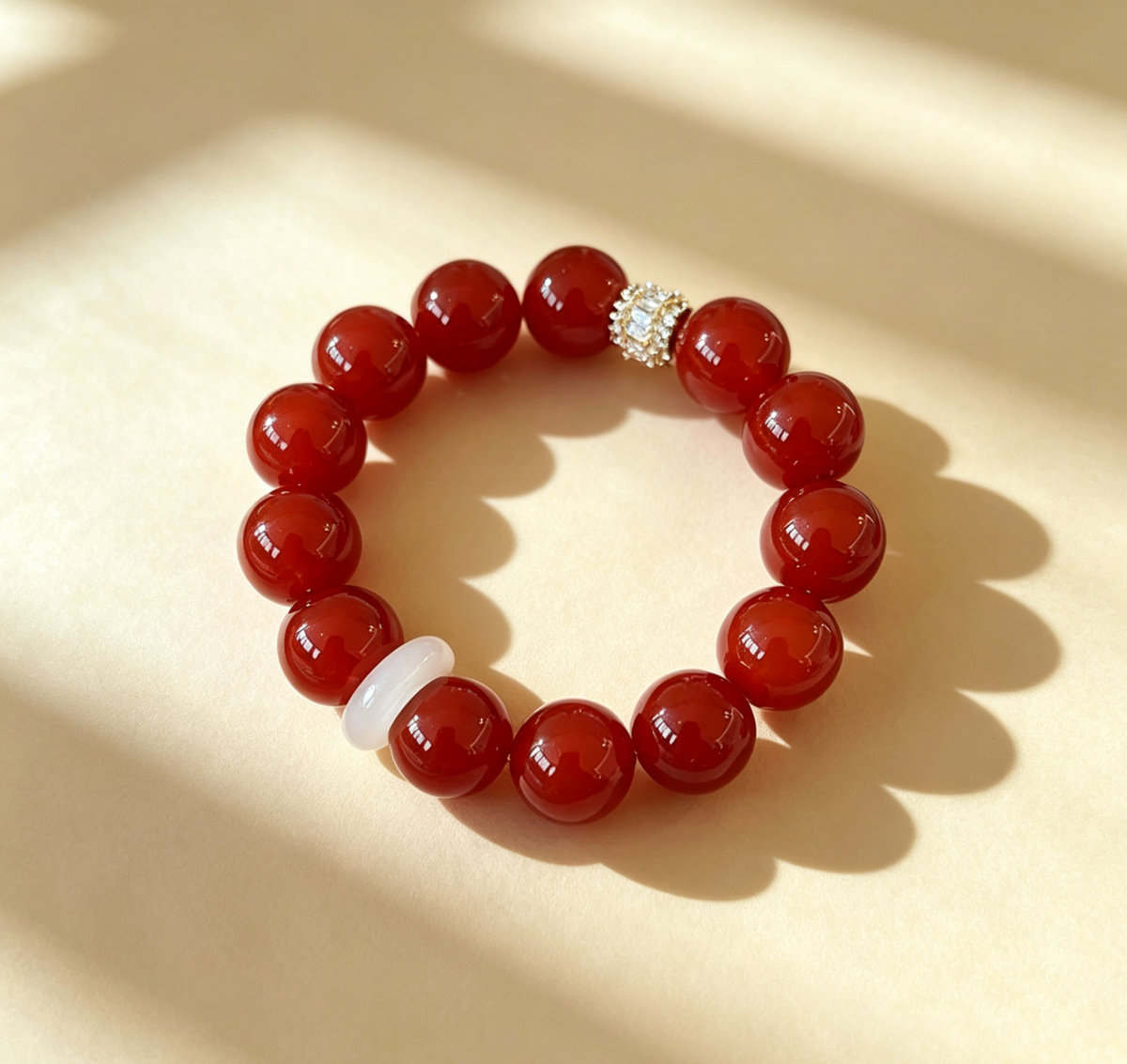 ZORZU Handmade Red Agate Bracelet, New‑Chinese style Jewelry