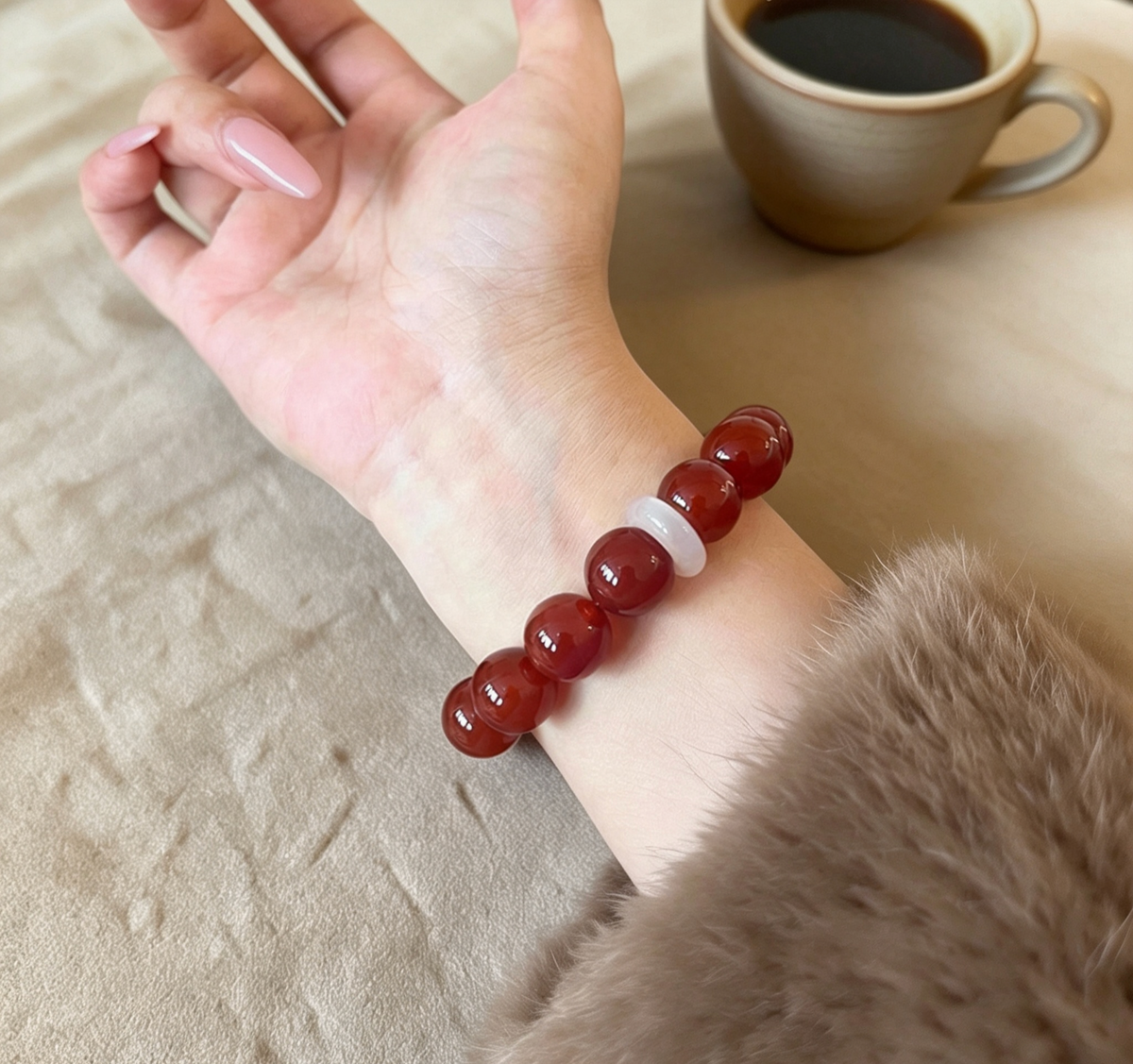 ZORZU Handmade Red Agate Bracelet, New‑Chinese style Jewelry