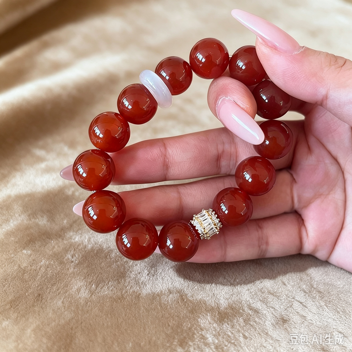 ZORZU Handmade Red Agate Bracelet, New‑Chinese style Jewelry