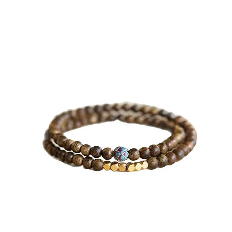 ZORZU Handmade Double Wrap Wood Bead Bracelet, Zen Daily Wear