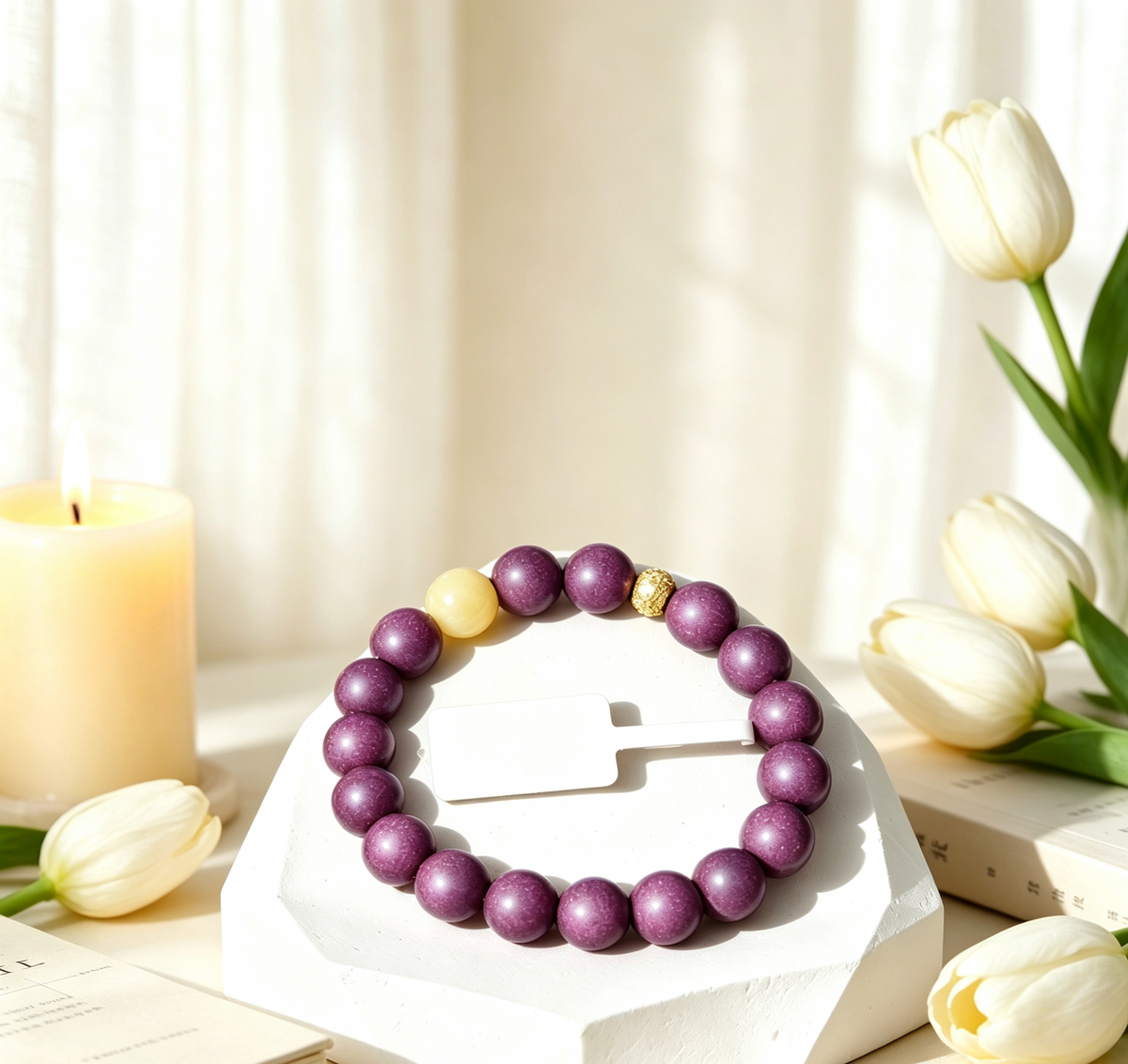 ZORZU Handmade Purple Healing Aroma Bracelet, New‑Chinese style Jewelry