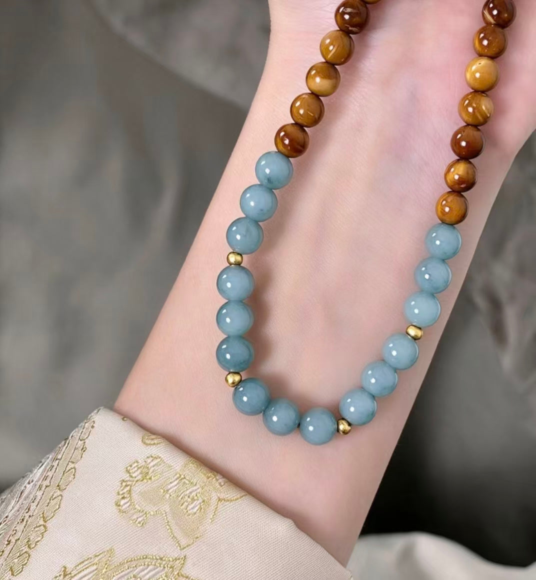 ZORZU Handmade Double Wrap Bracelet with Blue Accent Beads, Zen Daily Wear